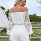 Lace Off-Shoulder Balloon Sleeve Romper