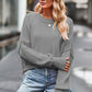 Round Neck Drop Shoulder Long Sleeve Sweater