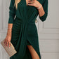 Ruched Surplice Long Sleeve Midi Dress