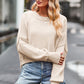 Round Neck Drop Shoulder Long Sleeve Sweater