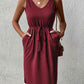 V-Neck Curved Hem Sleeveless Dress