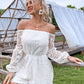 Lace Off-Shoulder Balloon Sleeve Romper