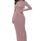 Mock Neck Long Sleeve Maxi Slim Dress