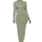 Mock Neck Long Sleeve Maxi Slim Dress