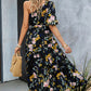 Printed One-Shoulder Tie Belt Maxi Dress