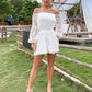 Lace Off-Shoulder Balloon Sleeve Romper