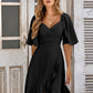 Smocked Tie Back Ruffle Hem Dress
