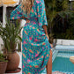 Floral Three-Quarter Sleeve V-Neck Dress