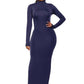 Mock Neck Long Sleeve Maxi Slim Dress