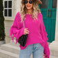 Ribbed Round Neck Fringe Detail Sweater