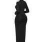 Mock Neck Long Sleeve Maxi Slim Dress