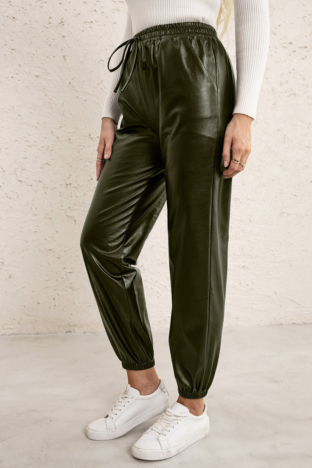 Elle Faux Leather Joggers