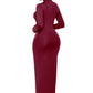 Mock Neck Long Sleeve Maxi Slim Dress