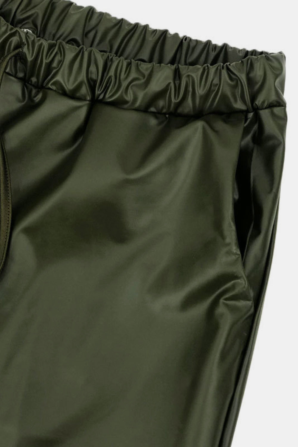 Puff Sleeve Spliced Top and Drawstring Waist Joggers Set