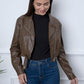 Zip Up Collared Neck Cropped Jacket