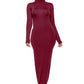 Mock Neck Long Sleeve Maxi Slim Dress
