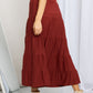Zenana Full Size Wide Waistband Tiered Midi Skirt