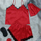 Lace Trim Cami, Shorts, Eye Mask, Scrunchie, and Bag Pajama Set