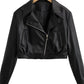 Zip Up Collared Neck Cropped Jacket