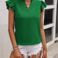 Notched Neck Butterfly Sleeve Blouse