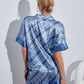 Printed Button Front Top and Paperbag Shorts Satin Set