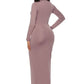Mock Neck Long Sleeve Maxi Slim Dress