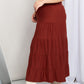 Zenana Full Size Wide Waistband Tiered Midi Skirt