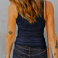 Notched Neck Ribbed Tank Top