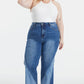 BAYEAS Full Size High Waist Two-Tones Patched Wide Leg Jeans