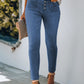 Button Fly Skinny Jeans with Pockets