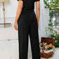 Round Neck Open Back Jumpsuit with Pockets