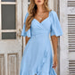 Smocked Tie Back Ruffle Hem Dress