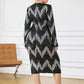 Plus Size Sequin Long Sleeve Round Neck Midi Dress