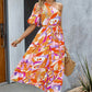 Printed One-Shoulder Tie Belt Maxi Dress