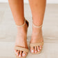 Standing Tall Square Toe Block Heel Sandals in Taupe