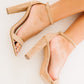 Standing Tall Square Toe Block Heel Sandals in Taupe