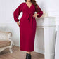 Plus Size Surplice Neck Tie Waist Dress