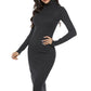 Ribbed Turtleneck Long Sleeve Dress