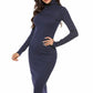 Ribbed Turtleneck Long Sleeve Dress