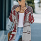 Geometric Open Front Pocketed Cardigan