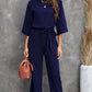 Belted Three-Quarter Sleeve Jumpsuit