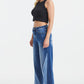 BAYEAS Full Size High Waist Two-Tones Patched Wide Leg Jeans