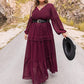 Merlot Sheer Tier Maxi Dress