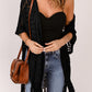 Fringe Hem Slit Open Front Cardigan