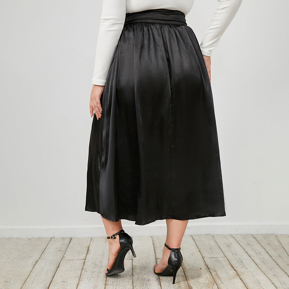 Tie Waist Gathered Midi Skirt