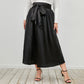 Tie Waist Gathered Midi Skirt