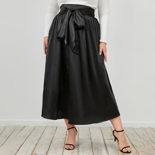 Tie Waist Gathered Midi Skirt