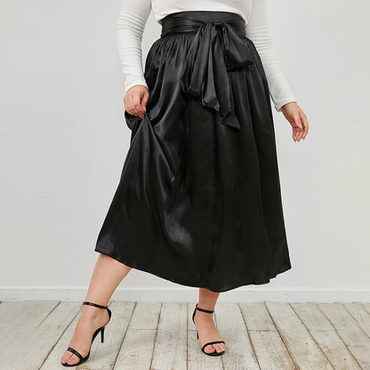 Tie Waist Gathered Midi Skirt