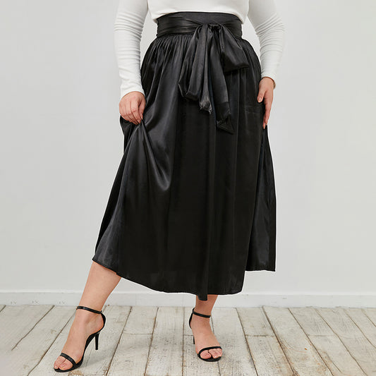 Tie Waist Gathered Midi Skirt