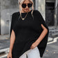 Ribbed Round Neck Slit Sleeve Knit Top